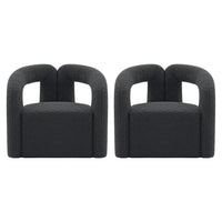 Manhattan Comfort Darian 32.68" Modern Boucle Upholstered Accent Chair - Black - 2 Pack-Modern Accent Chair for Living Room Usage