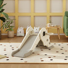 Qaba 3-in-1 Toddler Slide with Basketball Hoop and Climber - Cream White-Space theme excites and stimulates children's imagination 
