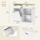 HOMCOM 10 Gallon Beadboard Tilt Out Garbage Sideboard Buffet Cabinet with Drawers - White-Sleek design adds a modern touch to interiors