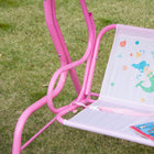 Outsunny 2-Seat Kids Swing Chair Outdoor with Adjustable Canopy - Pink-Double-seat design gathers their friends to play 