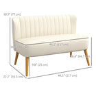 HOMCOM 46" Upholstered Loveseat Sofa with Wood Legs - Cream White-Adjustable feet keep stable on uneven floor 