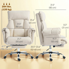 HOMCOM Executive Reclining Office Chair with Footrest and Headrest - Cream White-Adjustable height and 360° swivel seat allow ergonomic positioning and flexible movement