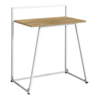 Monarch Specialties 7119 30"L Computer Desk - Juvenile Natural/White Metal-This compact 30"L contemporary computer desk, finished on all sides in a smooth wood-look natural laminate with a sturdy white metal base, creates a functional workspace for study, writing or working on your laptop.