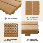 MotionGrey 4-Slat Interlocking Waterproof Outdoor Deck Tiles for Patio, Balcony and Garden - Beige - 20 Piece Set-Waterproof outdoor design is suited to patios, balconies and garden areas