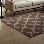 Modway Beltara Chain Link Transitional Trellis Area Rug - 5 ft W x 8 ft L - Dark Tan/Beige-Gripping Rubber Underside 