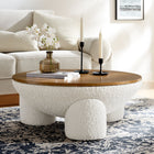 Modway Tridome Round Boucle Upholstered Storage Coffee Table - Natural Ivory-Foam Padding