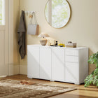 HOMCOM 55.1" L High Gloss Buffet Sideboard with 2 Drawers - White-Reliable particleboard structure with safe anti-tipping straps