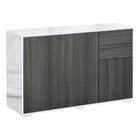 HOMCOM 46.1" L High Gloss Buffet Sideboard with 2 Drawers - Grey and White-Great for storing dinnerware, glasses, cups, books, and more