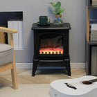 HOMCOM 750/1500W Electric Fireplace Heater - Black-Two heating modes of 750W and 1500W can meet every heat demand 