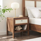 Modway Capri Wood Grain Nightstand - Walnut-Linen Textured Drawer Front