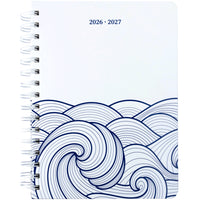 Pierre Belvédère 2026-2027 Weekly/Monthly Academic Planner - 6-1/4" W x 8-1/2" H - Waves - Bilingual-Keep track of deadlines and appointments