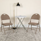 Flash Furniture HERCULES Series Ultra-Premium Triple Braced Fabric Metal Folding Chairs with Easy-Carry Handle -  Beige - 4 Pack-1" Thick Padded Seat with CAL 117 Foam