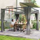Outsunny Retractable Pergola Canopy with Sidewalls - 10' x 10' - Light Grey-Curtains of garden shelter create shade and privacy when wanted