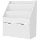 Qaba Kids Bookshelf with 3 Tier Display Shelves, Drawer for Nursery - White-Large storage with three shelves and a drawer for organisation
