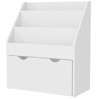 Qaba Kids Bookshelf with 3 Tier Display Shelves, Drawer for Nursery - White-Large storage with three shelves and a drawer for organisation
