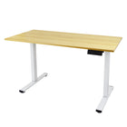 Ezywork Whole Piece Top Electric Standing Desk - White Frame / Wood Top-Whole piece table top