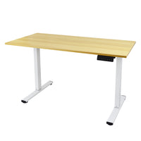 Ezywork Whole Piece Top Electric Standing Desk - White Frame / Wood Top-Whole piece table top