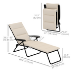 Outsunny Folding Lounge Chair with Cushion - Adjustable Back - Beige-Soft padding ensures a comfortable sitting experience