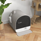 PawHut Cat Litter Box with Lid, Removable Tray, Scoop and Filter - Light Grey-Colour: Light Grey 