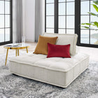 Modway Saunter Tufted Fabric Armless Chair - Beige-Polyester Fabric Upholstery