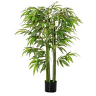 HOMCOM 4.6' Artificial Bamboo Tree in Pot for Indoor Decoration - Green-Artificial bamboo plant adds a beautiful, realistic touch 
