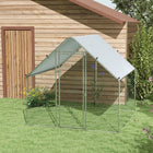 PawHut Metal Walk-in Chicken Coop Enclosure with Cover - 6.6' x 6.6' x 6.6'-Designed for use with wooden cages, making it a versatile addition to your pet care setup 