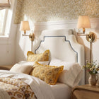 Modway Magnolia Stain-Resistant Performance Velvet Twin Size Headboard - Alabaster/Cadet Blue-Contrast Piping