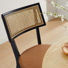 Modway Caledonia Vegan Leather Upholstered Wood Dining Chairs - Black/Tan - 2 Pack-Includes Non-Marking Foot Caps