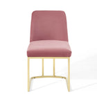 Modway Amplify Sled Base Performance Velvet Dining Side Chair - Gold/Dusty Rose-8