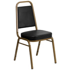 Flash Furniture HERCULES Series Trapezoidal Back Stacking Banquet Chair in Black Vinyl - Gold Frame-500 lb. Weight Capacity