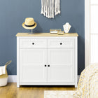 HOMCOM 39.4" L Sideboard Buffet Cabinet - White-Protective footpads to prevent floor scratches