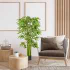 HOMCOM 5.3' Artificial Bamboo Tree for Indoor Home Decor - Green-Features 975 leaves for a lifelike appearance 