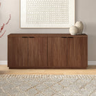 Hudson&Canal Mansfield 68"W Buffet Table - Satin Walnut-Constructed of high quality engineered wood materials in a handcrafted satin walnut finish