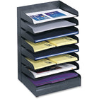 Safco 8-Tier Steel Desk Tray Sorter with Slanted Shelves - Black-Desktop File Sorter offers practical and convenient storage and organization solutions that are adaptable to your space
