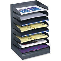 Safco 8-Tier Steel Desk Tray Sorter with Slanted Shelves - Black-Desktop File Sorter offers practical and convenient storage and organization solutions that are adaptable to your space