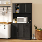 HOMCOM 71" H Pantry Cabinet with Charging Station - Black-Two adjustable shelves customise space to fit your storage needs 