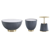 Manhattan Comfort Anderson Modern Leatherette Upholstered Coffee Table and End Tables - Grey - Set of 3-Modern Coffee Table and End Table Set of 3 for Living Room Use