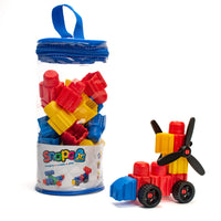 Snapo Jr. Building Blocks Junior Builder's Kit - 40 Pieces-This kit includes 40 pieces: Standard Blocks, Wheels, Propellors, Specialty Blocks (Axels, slopes, etc.)