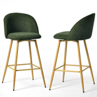 Homy Casa 26'' Counter Height Bar Stools with Green Upholstered Fabric Seat - 2 Pack-Comfortable Design: Ergonomically curved backrest and cushioned seat for optimal comfort