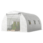 Outsunny Walk-in Tunnel Greenhouse with 2 Support Rods - 13' x 9.8' x 6.6' - White- Two detachable and removable support rods ensure reinforced stability
 