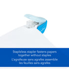 Swingline Staple Free Stapler - Blue-Each "punch-n-tuck" operation makes a clicking sound to confirm successful fastening