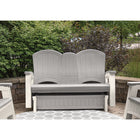 Suncast Adirondack Glider with Console - Dove Grey-Steel glider mechanism which provides a smooth gliding motion.