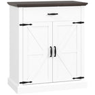 HOMCOM Farmhouse 29.6" L Sideboard Buffet Cabinet with Storage and 1.2" Thick Top - White-Spacious countertop displays your coffee makers and mugs
