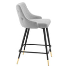 Modway Adorn Performance Velvet Counter Stool - Light Gray-Black Tapered Legs