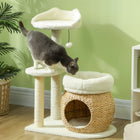 PawHut 31" Cat Tree Tower with Scratching Posts, Condo, and Beds - Toy Ball-Materials: Particleboard, Bunny Velvet (100% Polyester), PP Cotton, Cattail, Sisal 