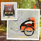 Aosom Double Bike Trailer for Kids Baby Toddler 80lbs Load with Steel Frame - Orange-Canopy is composed of Oxford fabric panels and transparent panels, giving your child privacy and allowing them to look outside 
