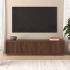 Hudson&Canal Hanson TV Stand for TV's up to 85" - Satin Walnut-Constructed of sturdy MDF materials in a handcrafted Satin Walnut finish