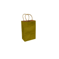 Eddie's 100% Recycled Kraft Shopper Paper Bag - 5-1/2" L x 3-1/4" W x 8-3/8" D - Metallic Gold - 250 Pack-5-1/2" x 3-1/4" x 8-3/8"