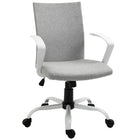 Vinsetto Mid Back Linen Swivel Computer Chair - Light Grey-Comfortable backrest line design with thick padding, provides extra comfort