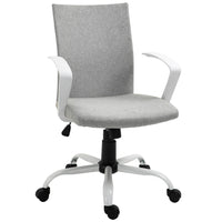 Vinsetto Mid Back Linen Swivel Computer Chair - Light Grey-Comfortable backrest line design with thick padding, provides extra comfort